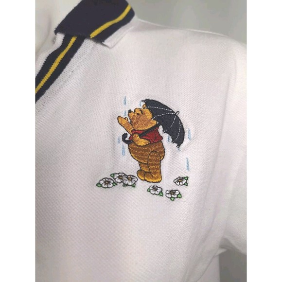 Vtg Disney World Womens Winnie the Pooh White Embroidered Captains Polo Shirt XL - Picture 11 of 12